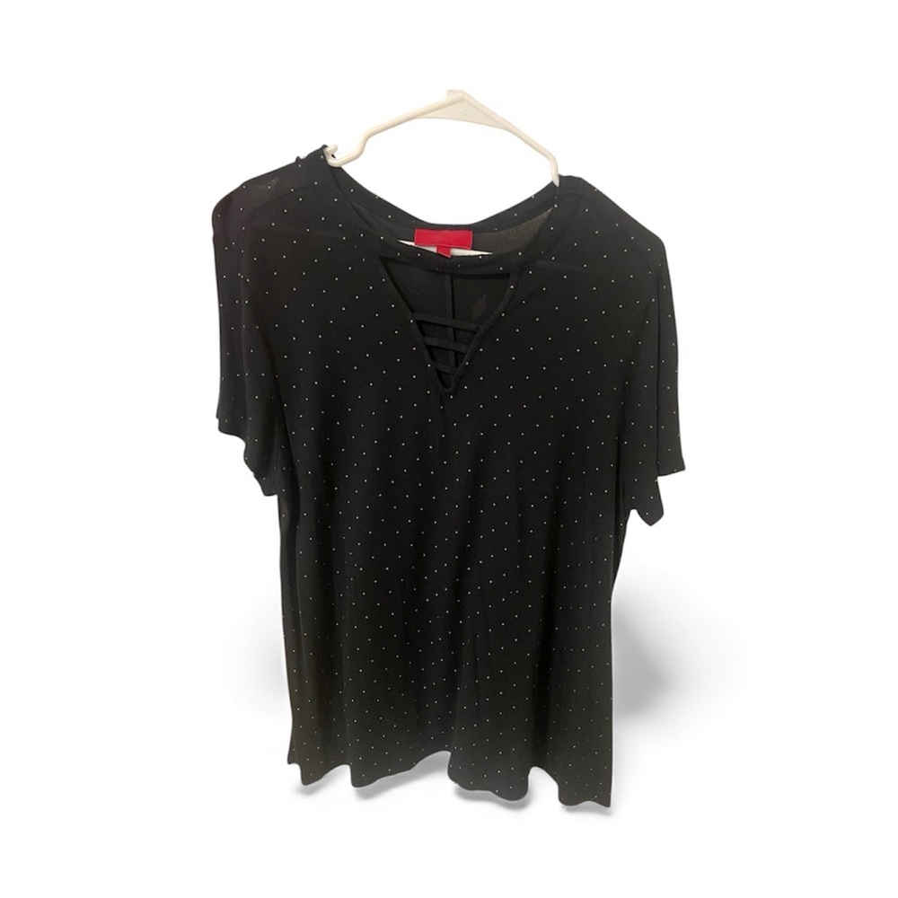 Jennifer Lopez Black Polka Dot Top - Size Large